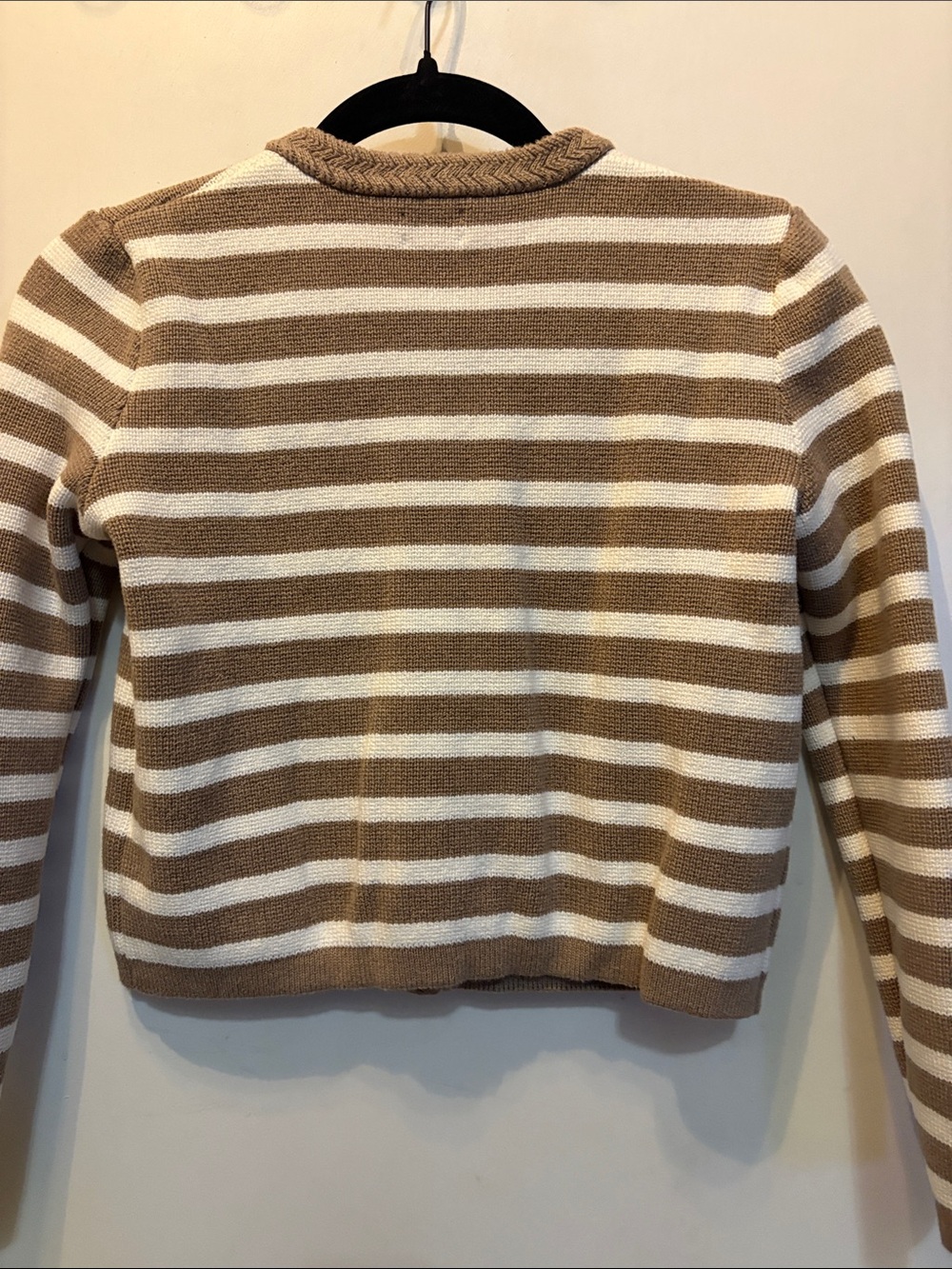 J. Crew Striped Knit Cardigan in Cream and Tan Size XXS Preppy Quiet Luxury - Picture 7 of 8